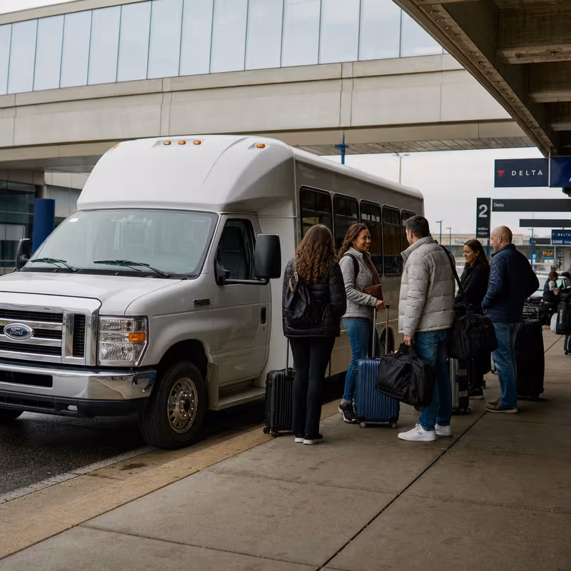 Black Mercedes Sprinter van staged for an St Paul Airport Transportation group