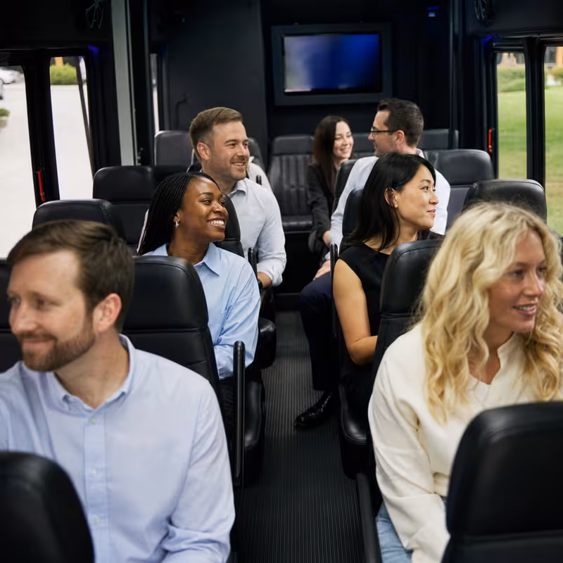 Black Mercedes Sprinter van staged for an St Paul Corporate Transportation group