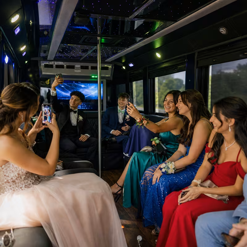 Black Mercedes Sprinter van staged for an St Paul Prom & Homecoming Transportation group
