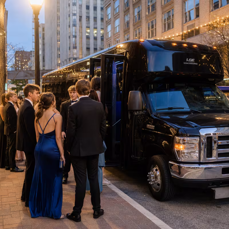 Passengers loading luggage while boarding an St Paul group shuttle