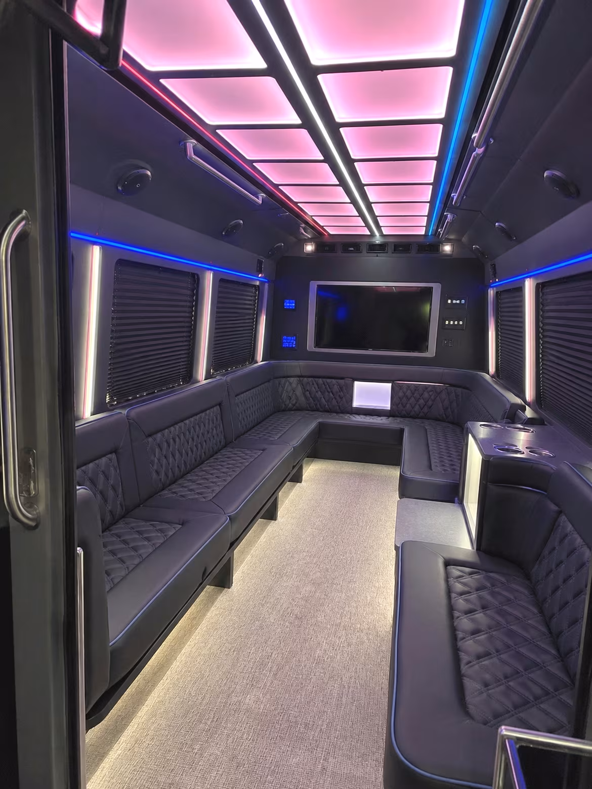 St. Paul Birthday, Sweet 16, & Quinceañera Transportation party bus interior