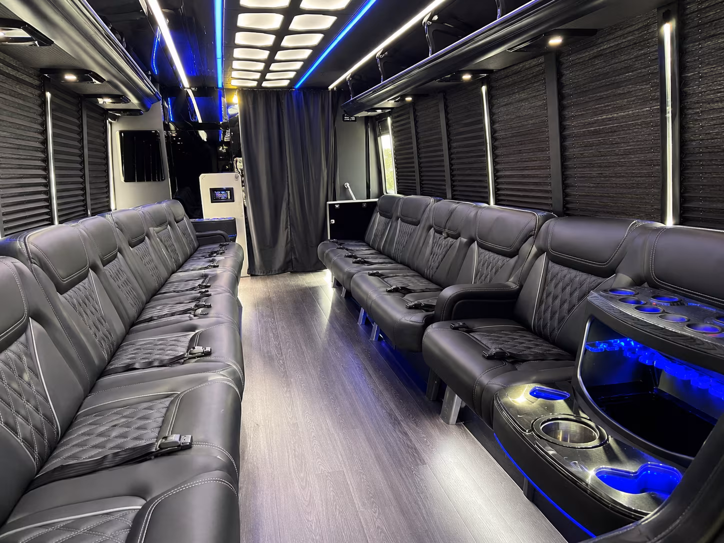 St. Paul Birthday, Sweet 16, & Quinceañera Transportation party bus interior