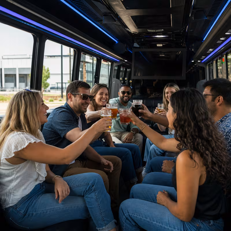 Black Mercedes Sprinter van staged for an St Paul Winery & Brewery Tour Transportation group