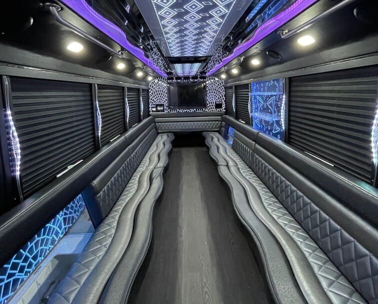 Woodbury 30 Passenger Party Bus White Interior