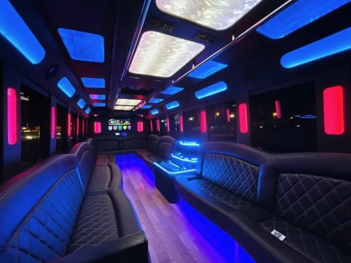 Bloomington 35 Passenger Party Bus Interior